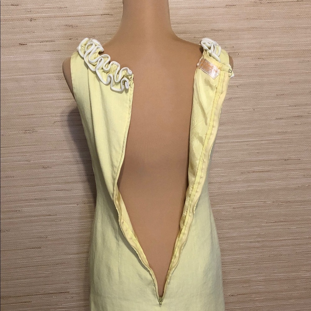 Vintage The Anne Fogarty Room Chic Yellow Ruffle Neckline Mini Dress - Picture 7 of 11